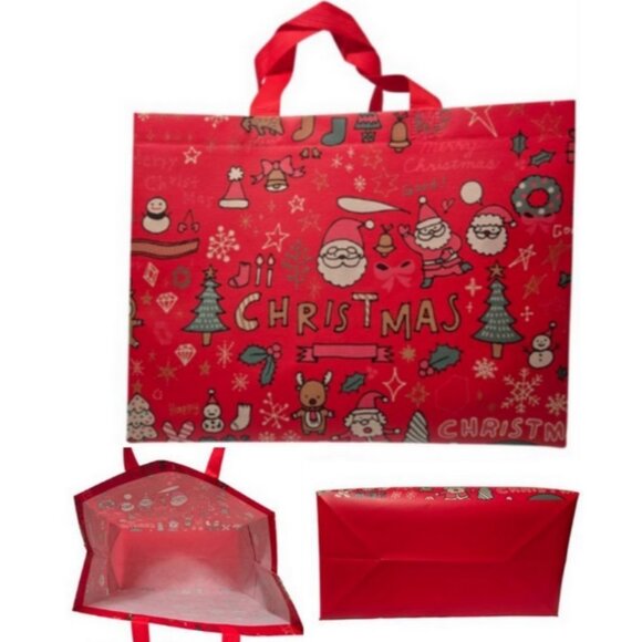 3 Pc. Christmas-Themed Large Gift Bag 1 Pair Socks Plastic Tumbler Gift Set NEW - Picture 2 of 16